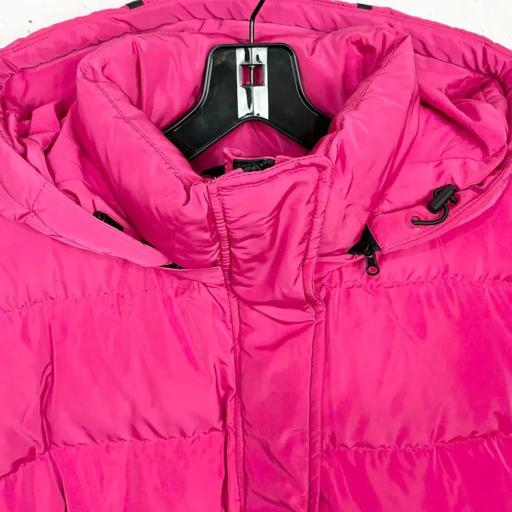 IVL Collective Puffer Jacket Pink Detachable Hood Zipper Pocket Size Medium